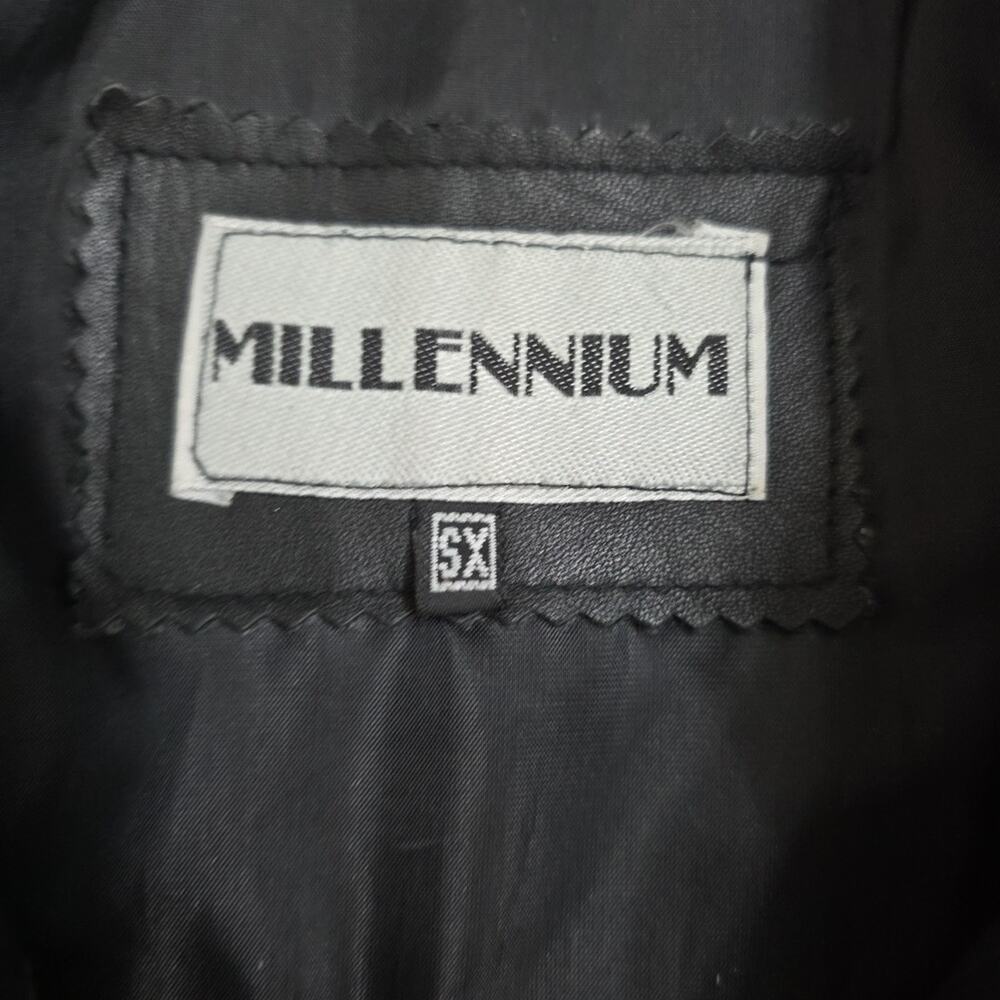 Vintage Y2K Genuine Leather Oversized Trench Coat Mid Length Button Front Sz S - Picture 8 of 9